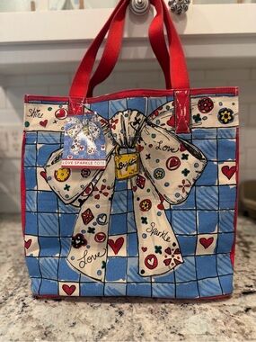 Brighton Blue and Red Love Sparkle Bow Tote